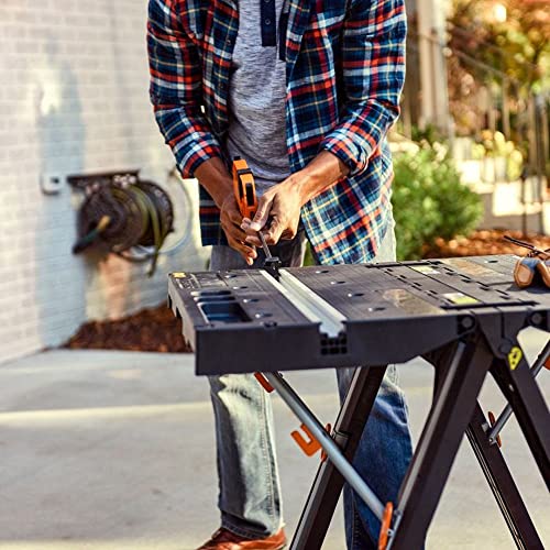 WORX PEGASUS WX051 mobile multifunktionale Werkbank - hochwertiger Arbeitstisch klappbar für die Werkstatt, max. Belastung 450kg – inkl. Schnellklemmvorrichtung – hohe Stabilität & große Arbeitsfläche