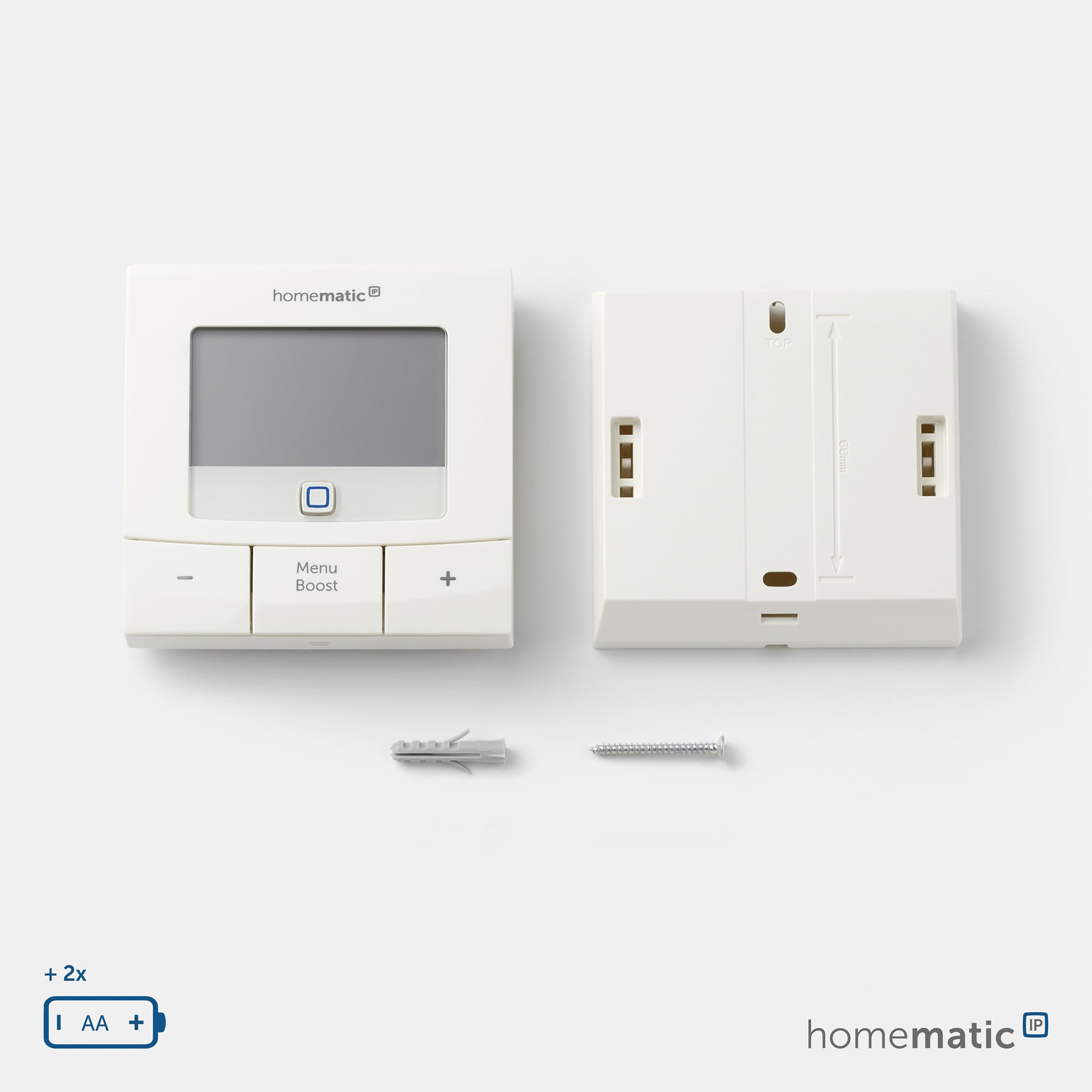 Homematic IP Smart Home Wandthermostat – Basic, digitales Thermostat für Heizkörper mit/ohne App, Alexa, Google Assistant, Temperaturmessung, Energie sparen, 154666A0