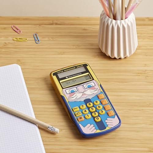 Texas Instruments Little Professor Rechentrainer (für Vor- und Grundschule, Solarbetrieben, mit 80.000 Rechenaufgaben) gelb-blau