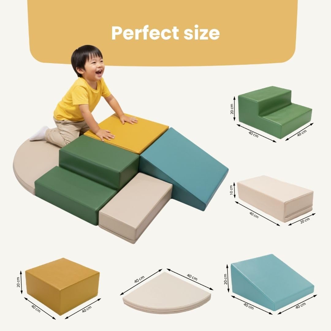 IGLU SOFT PLAY Corner Climber 5 pcs Softbausteine Riesenbausteine Schaumstoffbausteine Großbausteine (Pastel Sea)