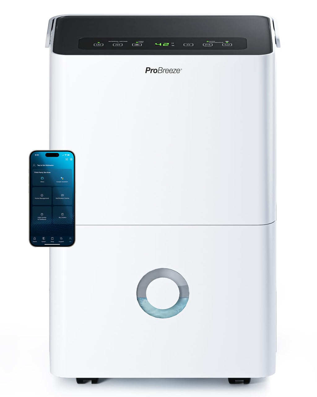 Pro Breeze Luftentfeuchter 30L in 24h Entfeuchtungsleistung - Elektrischer Luftentfeuchter mit WLAN & App - Feuchtigkeitssensor, 4L Wassertank, Timer, Ablaufschlauch - Gegen Feuchtigkeit, Schimmel