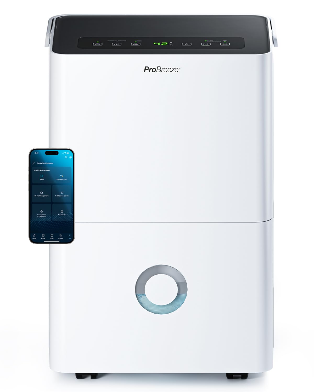 Pro Breeze Luftentfeuchter 30L in 24h Entfeuchtungsleistung - Elektrischer Luftentfeuchter mit WLAN & App - Feuchtigkeitssensor, 4L Wassertank, Timer, Ablaufschlauch - Gegen Feuchtigkeit, Schimmel