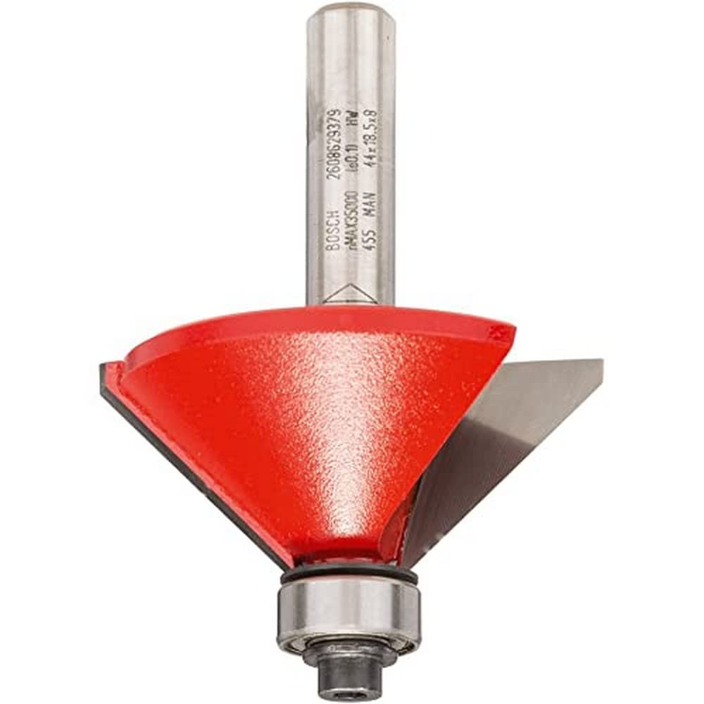 Bosch Professional Fasefräser (für Holz, Schaft 8mm, Ø44mm, Arbeitslänge 18,5mm, Gesamtlänge 61mm), Mehrfarbig