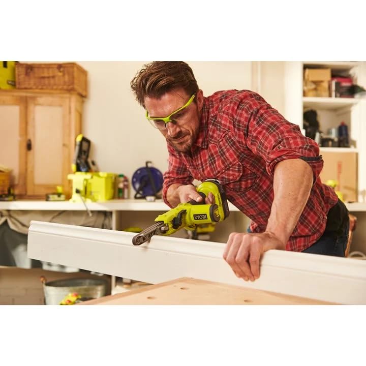 RYOBI 18 V ONE+ Akku-Bandfeile R18PF-0 (Bandlänge 457 mm, Schleifbreite 13 mm, manuelle Geschwindigkeitssteuerung bis zu 630 m/min, ohne Akku und Ladegerät)