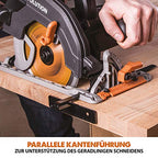 Evolution Handkreissäge R185CCS Kreissäge Tauchsäge 1600W Inkl. Ø 185 mm HM-Sägeblatt Mehrzweck Multi-Material-Schneiden Holz, Aluminium, Stahl, Kunststoff | Scie Circulaire mit Führungsschiene