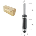 ENT 13471 Bündigfräser mit Achswinkel HW, Schaft (S) 8 mm, Durchmesser (D) 14 mm, NL 25,4 mm, SL 32 mm, mit 2 Kugellager