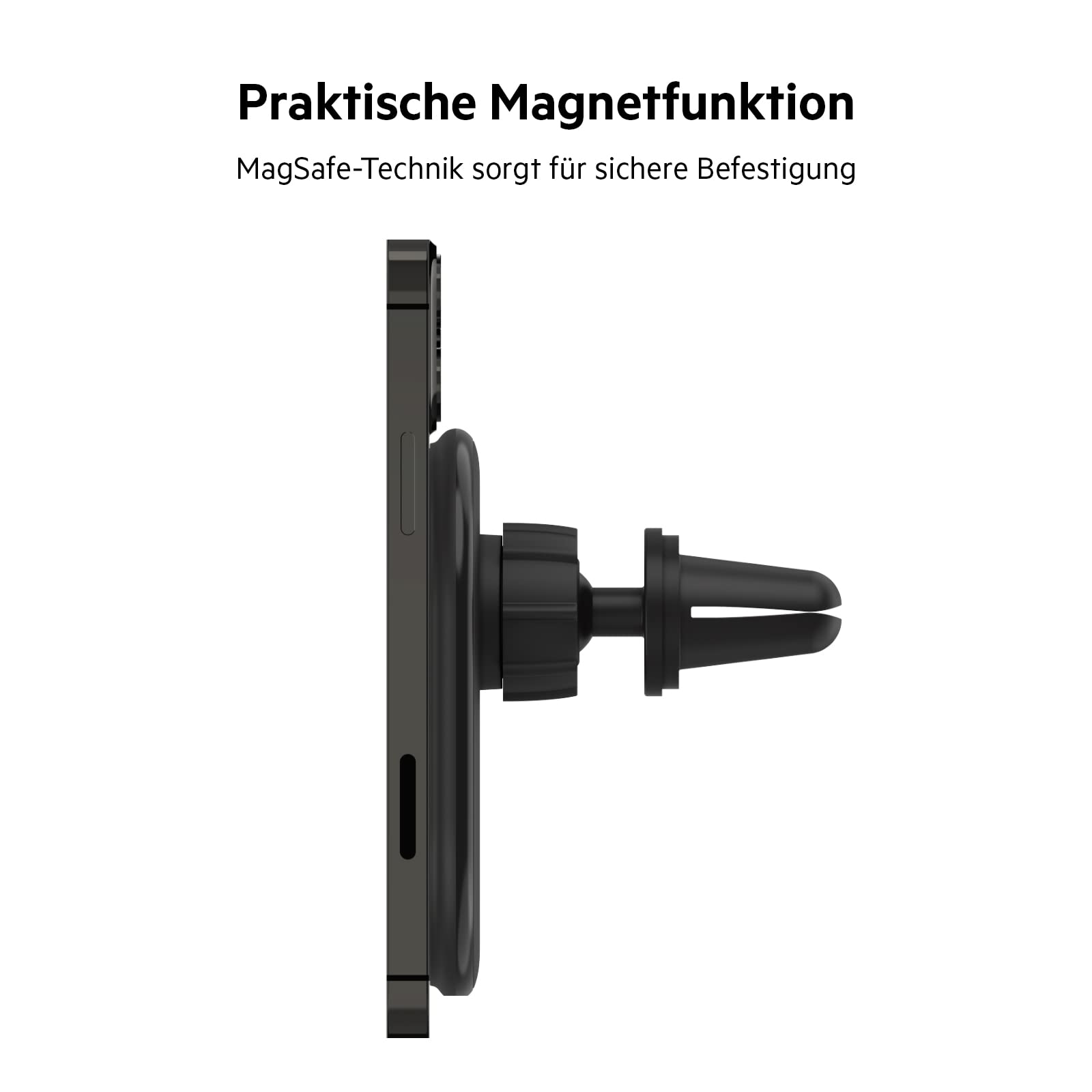 Belkin BoostCharge drahtloser magnetischer Kfz-Telefon-Halter, Kfz ladegerät compatibel mit MagSafe-fähigem iPhone 17, Air, 16, 15, 14, 13, 12, Pixelsnap (inkl. Kabel und Ladegerät)