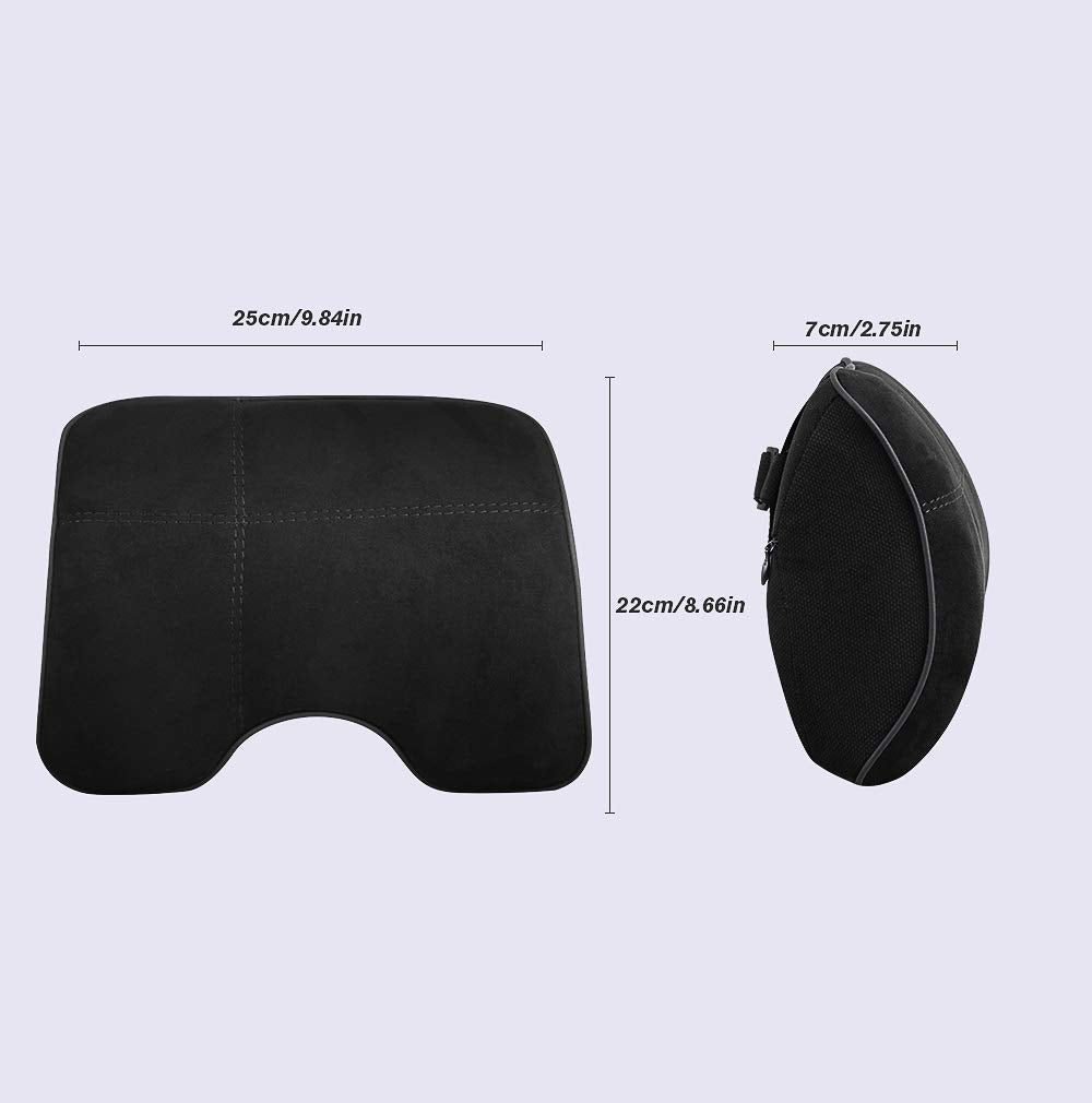 EASY EAGLE Auto Nackenkissen aus Wildleder und Memory-Schaum, Nackenkissen mit Abnehmbarem Befestigungsgurt für Autositz, Schwarz, 1 Stück