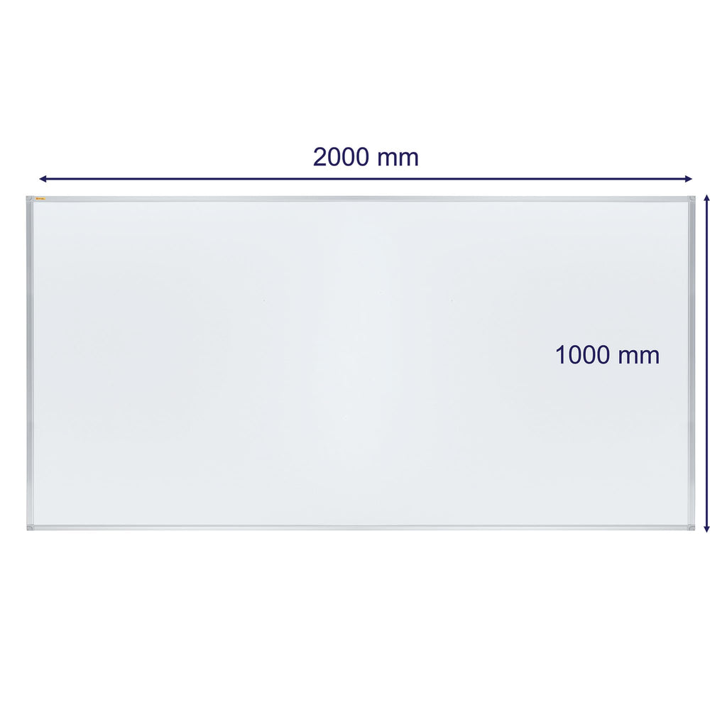 FRANKEN Magnetisches Whiteboard 200 x 100 cm, Magnettafel mit lackierter Stahl-Oberfläche, Schreibtafel inkl. FRANKEN Marker & Ablageschale, Für Büro, Home Office & Schule, Aluminiumrahmen, X-tra!Line