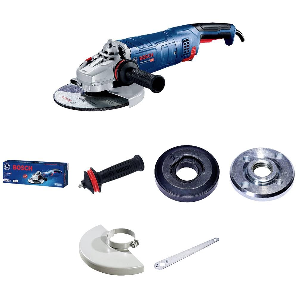 Bosch Professional Winkelschleifer GWS 24-230 JZ (2.400 Watt, inkl. Zweilochschlüssel, Aufnahmeflansch, Spannmutter, Abdeckschutz, Zusatzhandgriff)