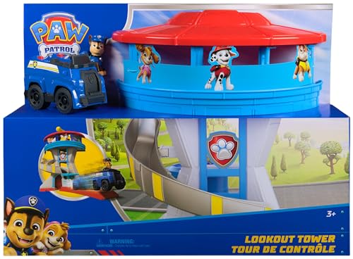 PAW PATROL - Lookout Tower (2025), über 50 cm hoch, Hauptquartier Spielset mit 1 Basis Polizei-Fahrzeug, 2 Chase Figuren und Zubehör, geeignet für Kinder ab 3 Jahren