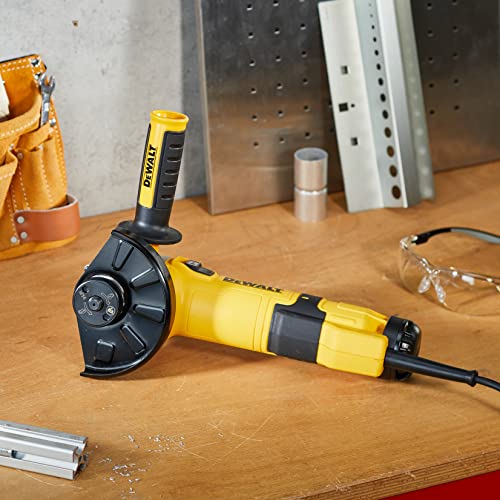 Dewalt 125 mm Winkelschleifer DWE4257 (1.500 Watt, Epoxidharz geschützte Motorwicklung, Wiederanlaufschutz, Sanftanlauf, Überlastschutz, Drehzahlvorwahl, elektronische Kupplung, M14 Spindel)
