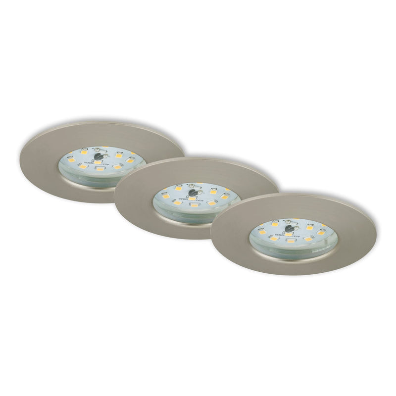 BRILONER LED Einbauleuchten Attach matt-nickel 3er Set Deckenspot Lampen