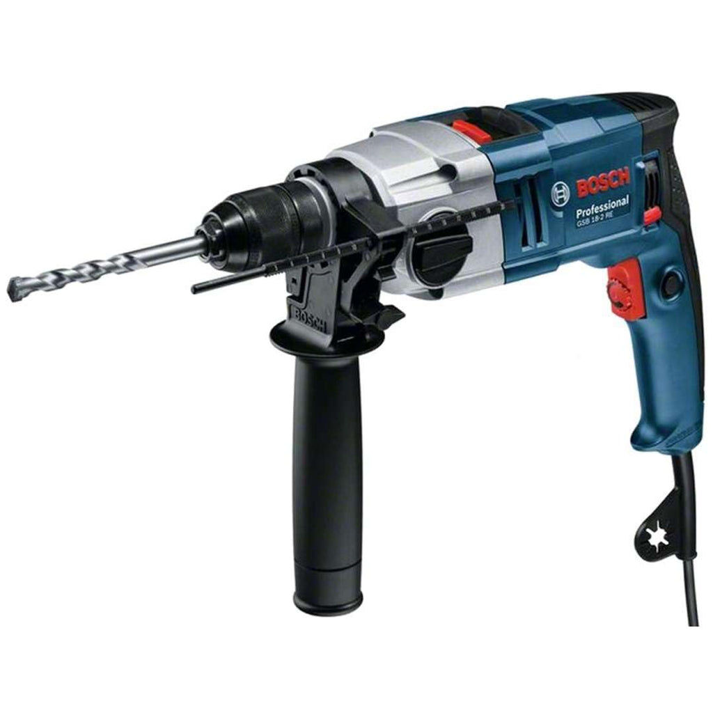 Bosch Professional Schlagbohrmaschine GSB 18-2 RE (inkl. Tiefenanschlag 210 mm, Zusatzhandgriff, Zahnkranzbohrfutter 13mm, im Handwerkerkoffer)