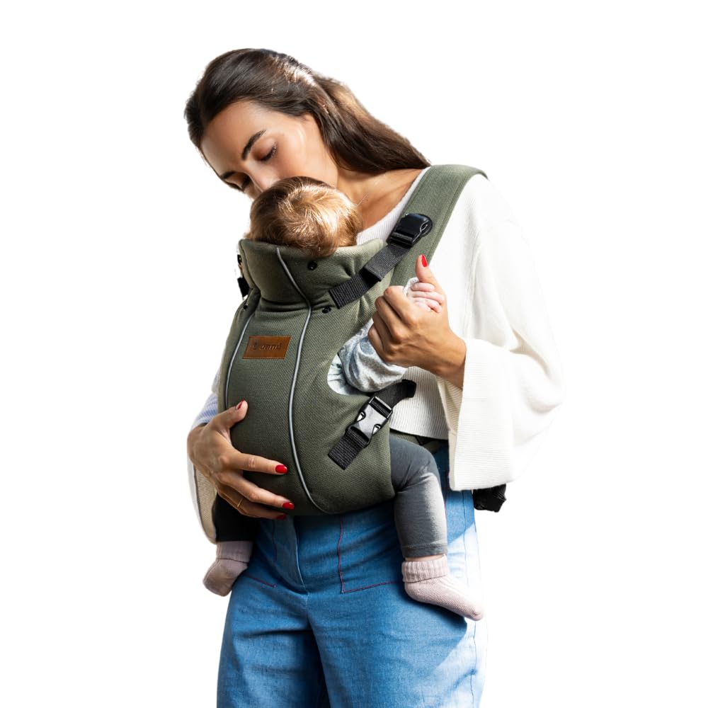 Jané Dual, ergonomische Babytrage, von Geburt bis 15 kg, 3 Positionen, atmungsaktiv und gepolstert,Grün
