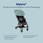 Graco Myavo™ Reisebuggy, ab Geburt bis ca. 4 Jahre (bis 22 kg), leicht, schnell zusammenklappbar, zusammengeklappt freistehend, großer Staukorb, inkl. Regenverdeck, Mint