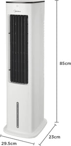 Midea Silent Air Cooler Pro 4-in-1 Mobile Klimaanlage Leiser:Luftkühler,Turmgebläse,Luftbefeuchter und Luftreiniger,mit Fernbedienung,5L Wassertank,355m³/h Luftdurchsatz,55W,LED-Display,Timer,Weiß