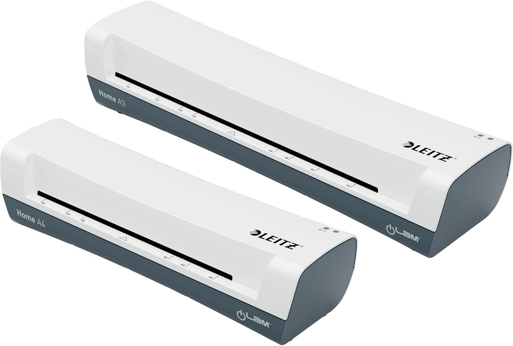 Leitz iLAM Home A3 Laminiergerät, Für 75 bis 125 mic Laminierfolien, 3 Minuten Aufwärmzeit, Inkl. Starterkit mit 5 Folien, Ideal für den Einsatz Zuhause, Home Office & Schule, Weiß, 74320001