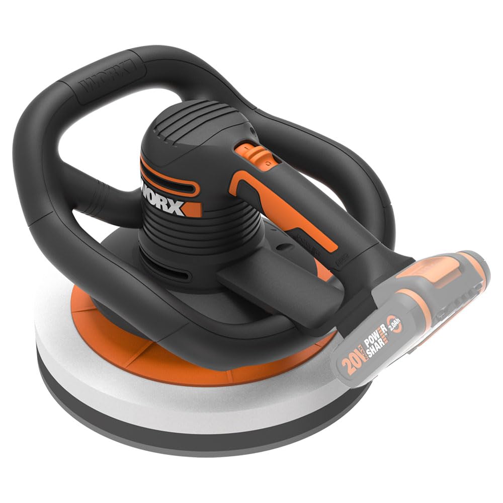 WORX Akku-Poliermaschine 20V WX856.9 – Elektrische Poliermaschine zum Polieren im Innen- und Außenbereich – Ohne Akku & Ladegerät – inkl. Auftrags- & Polierhaube – PowerShare universal kompatibel