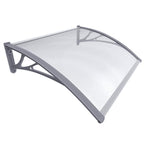 VOUNOT Vordach für Haustür 100 x 80 cm, Überdachung Haustür aus Aluminium und Polycarbonat, Transparentes Pultbogenvordach, Pultvordach, Grau