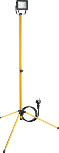 Goobay 57844 LED Baustrahler auf Teleskopstativ 30W / 2550 lm / Neutral-Weiß Licht – 4000K / Für Innen- & Außenbereich – IP65 / Schwarz/Gelb