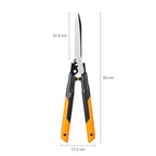 Fiskars PowerGear X Getriebe-Heckenschere, Antihaftbeschichtet, Hochwertige Stahl-Klingen, Länge: 63 cm, Schwarz/Orange, HSX92, 1023631