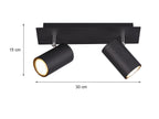 Trio Leuchten Deckenleuchte Marley 802400232, Metall Schwarz matt, Spotbalken 2-flammig, exkl. 2 x GU10