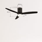 CREATE / WINDCALM M/Deckenventilator ABS mit Beleuchtung Schwarz mit Fernbedienung / 40W, Leise, Ø132cm, Timer von 1 bis 4 Std., DC-Motor, Sommer-Winterbetrieb