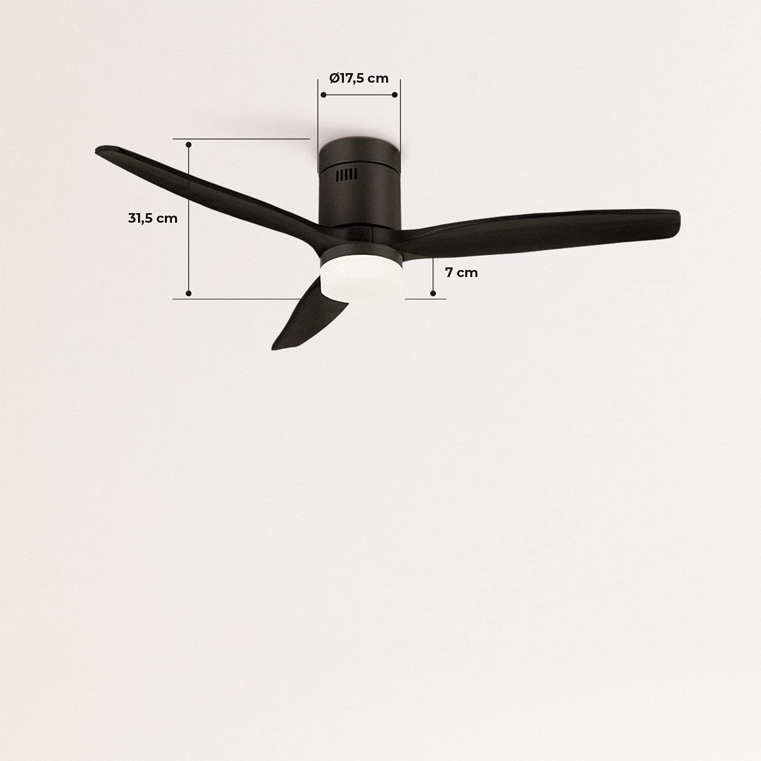 CREATE / WINDCALM M/Deckenventilator ABS mit Beleuchtung Schwarz mit Fernbedienung / 40W, Leise, Ø132cm, Timer von 1 bis 4 Std., DC-Motor, Sommer-Winterbetrieb