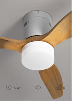 CREATE / WINDCALM M/Deckenventilator ABS mit Beleuchtung Weiß Hellesholzflügel-Optik mit Fernbedienung / 40W, Leise, Ø132cm, 6 Geschwindigkeiten, Timer, DC-Motor, Sommer-Winterbetrieb