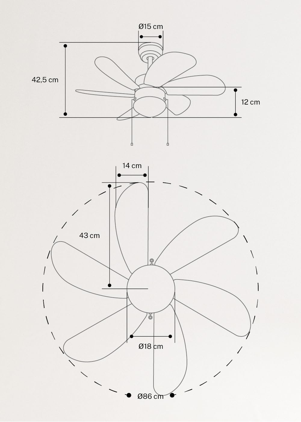 CREATE / WINDEASY/Deckenventilator Weiß umkehrbare Naturholzflügel mit Beleuchtung / 53W, Leise, Ø86cm, 3 Geschwindigkeiten, AC-Motor, Sommer-Winterbetrieb