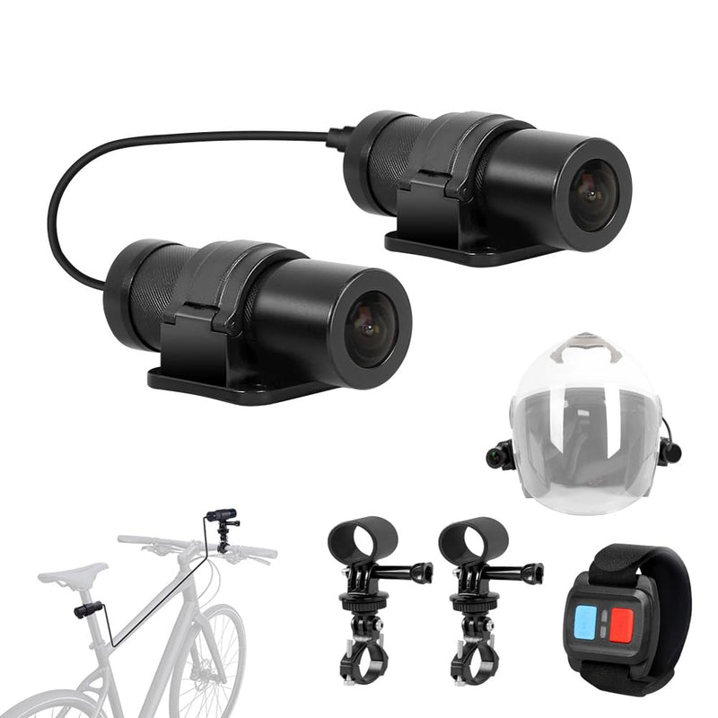 VSYSTO HD 1080P Motorrad Fahrrad Helm Kameras, Outdoor Portable WiFi Front und Rear Kamera Nachtsicht wasserdichte Action Cam DVR, Loop Recording, G-Sensor (Black-D5M)