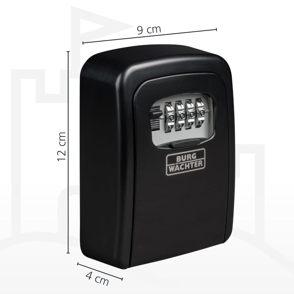 Burg-Wächter Schlüsseltresor mit 4-stelligem Zahlencode für außen und innen, Sicher, Wandmontage, Key Safe 30 SB, Schwarz