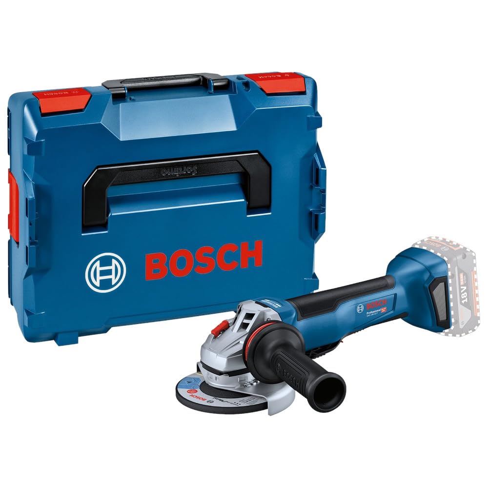 Bosch Professional 18V System Akku Winkelschleifer GWS 18V-10 P (inkl.Zusatzhandgriff, Schutzhaube, Schnellspannmutter, Aufnahmeflansch, Einlage, L-BOXX, ohne Akku/ Ladegerät)