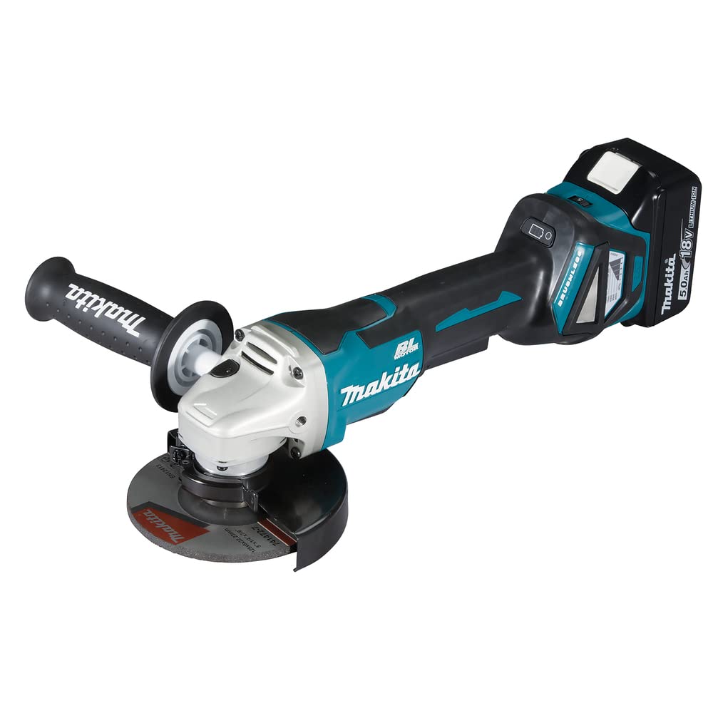 Makita DGA515Z Akku-Winkelschleifer 18 V mit Paddleschalter (ohne Akku, ohne Ladegerät), Pfauenblau