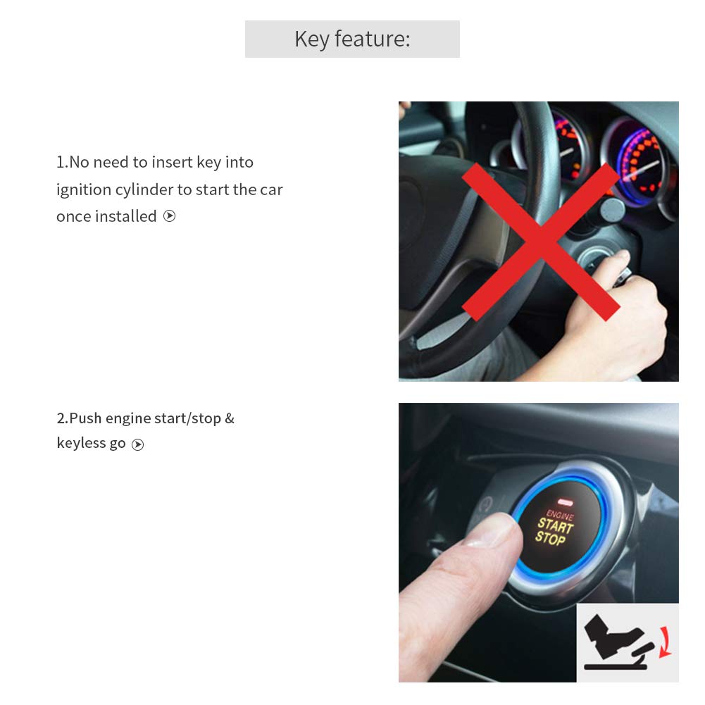 EasyGuard Smart Schlüssel RFID Auto Alarm mit Smart Push Start Button & Touch Keyless Go System