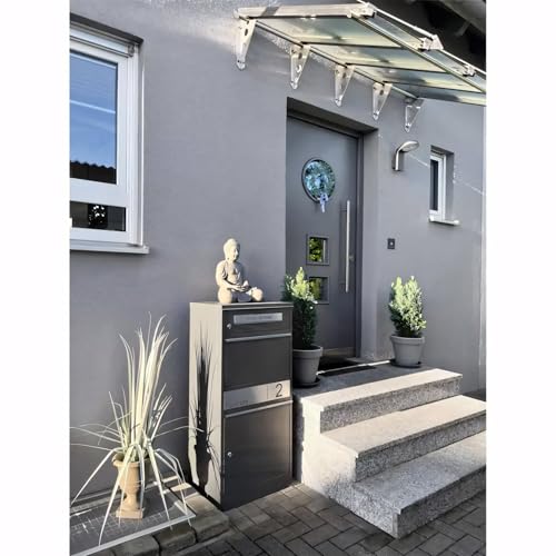 Metzler Paketbox, Briefkasten mit großem Paketfach in Anthrazit, personalisierte Paketbox für draußen, Standbriefkasten mit Paketfach, Paketkasten, Postbox mit Gravur, rostfrei und massiv - Bispo 2