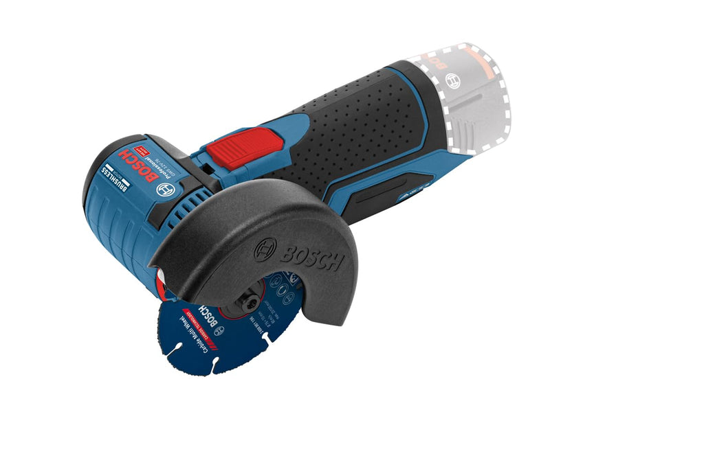 Bosch Professional 12V System Akku Winkelschleifer GWS 12V-76 (inkl. 2x Trennscheibe Expert for Inox, 1x Hartmetall - Trennscheibe Carbide Multi Wheel, 2x Einlage, L-BOXX, ohne Akku/ Ladegerät)
