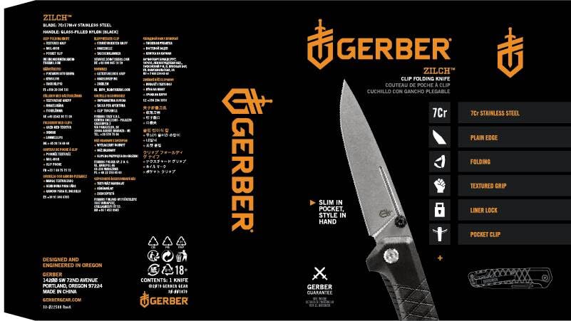 Gerber Taschenmesser mit Gürtelclip, Zilch, Klingenlänge: 7,9 cm, Gummi/7Cr17MoV-Stahl, Schwarz, 30-001879