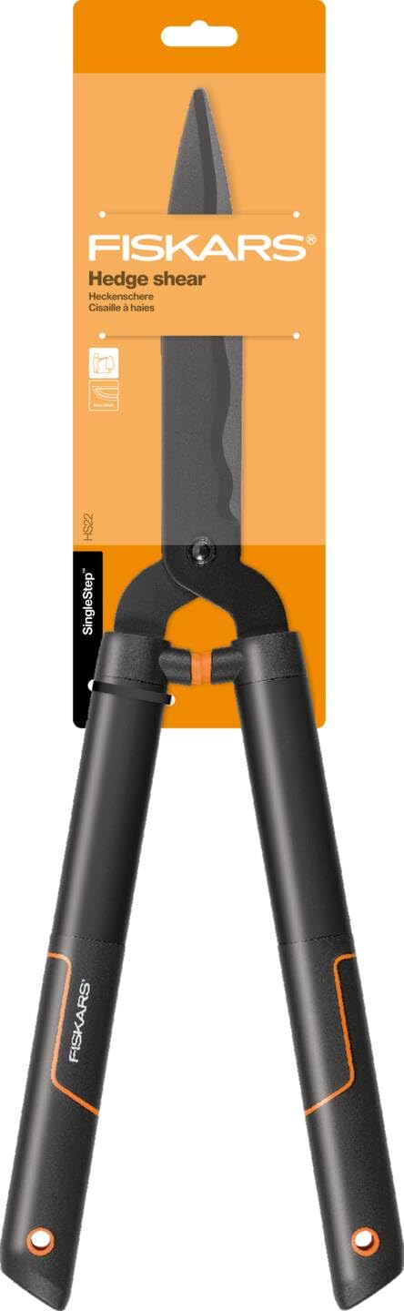 Fiskars SingleStep Heckenschere, Mit Wellenschliff, Hochwertige Stahl-Klingen, Länge 60 cm, Mattschwarz, HS22, 1001433