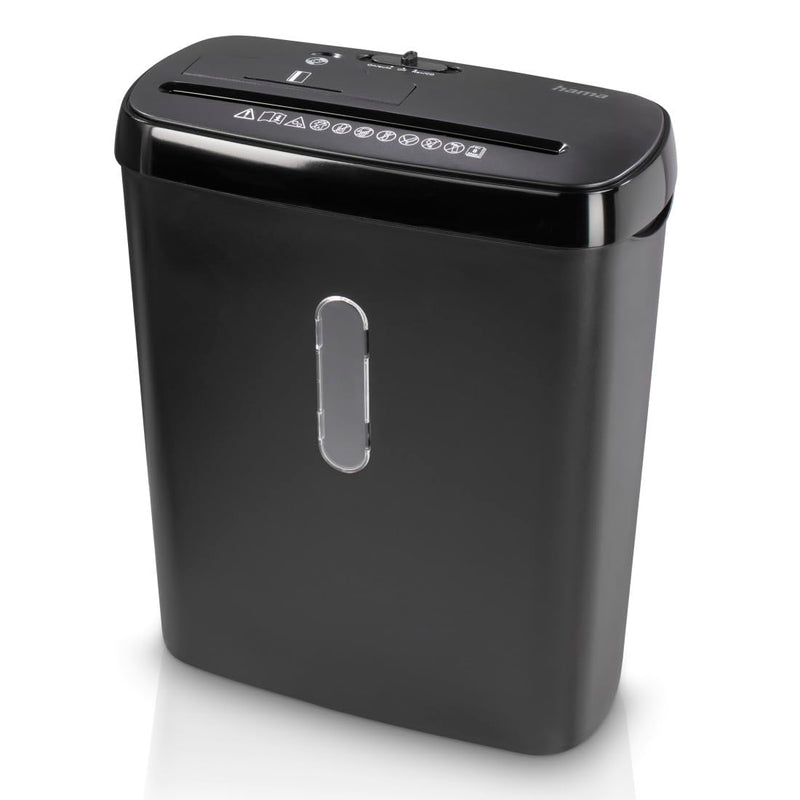 Hama Aktenvernichter Einzug Aktenvernichter professionell Home Office (Streifenschnitt, Schredder, elektrisch, 8 Blatt Papier, CDs, Kunststoff Schredder, 11 Liter Papierkorb, Sicherheitsstufe 2 DSGVO)
