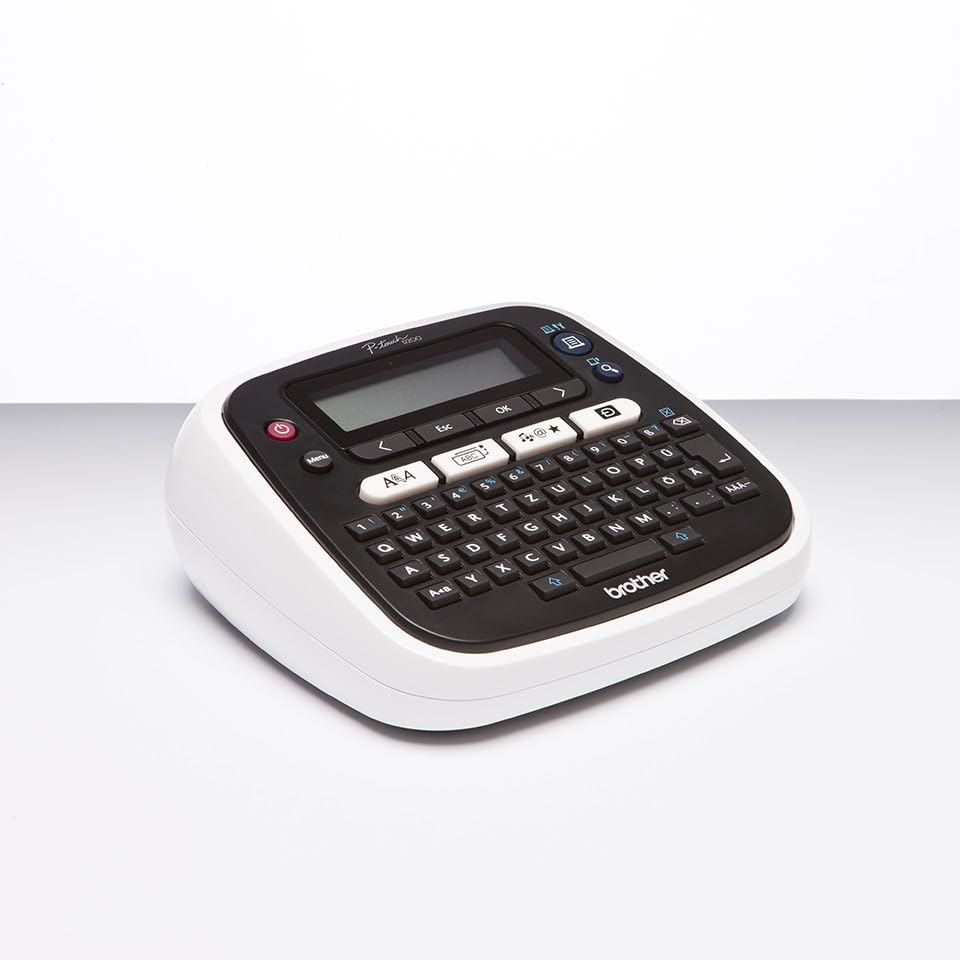 Brother PT-D200BWVP Beschriftungsgerät inklusive Netzadapter und Transportkoffer (für 3,5 bis 12 mm breite TZe-Schriftbänder, bis zu 20 mm/Sek. Druckgeschwindigkeit), Schwarz