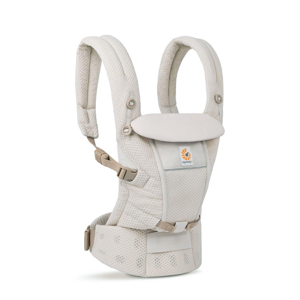 Ergobaby Adapt Babytrage für Neugeborene ab Geburt, 3-Positionen SoftFlex Mesh Ergonomische Babybauchtrage Rückentrage Baby-Tragetasche, Natural Beige, 1 Einheit