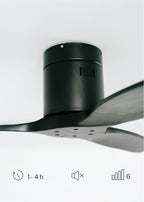 CREATE / WINDCALM M/Deckenventilator ABS Schwarz mit WLAN und Fernbedienung / 40W, Leise, Ø132cm, Timer von 1 bis 4 Std, DC-Motor, Sommer-Winterbetrieb