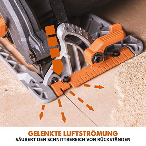 Evolution Handkreissäge R185CCS Kreissäge Tauchsäge 1600W Inkl. Ø 185 mm HM-Sägeblatt Mehrzweck Multi-Material-Schneiden Holz, Aluminium, Stahl, Kunststoff | Scie Circulaire mit Führungsschiene