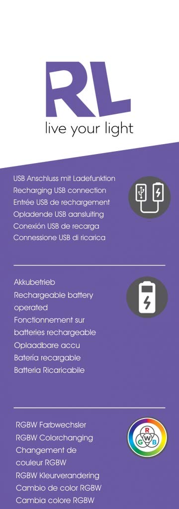 Reality Leuchten LED Akku Außen Tischleuchte Aruba R57080101, Kunststoff weiß, ink. 1 Watt RBG LED mit Farbwechsel