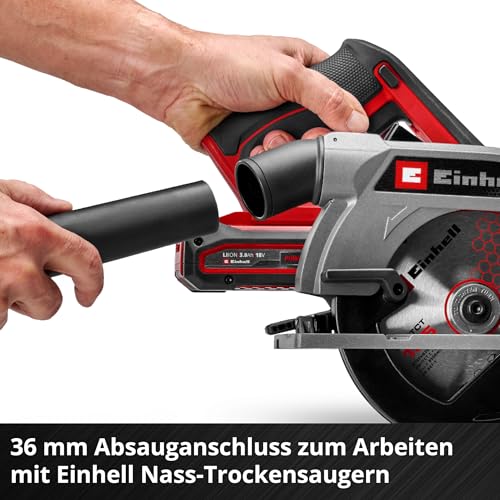 Einhell Akku-Handkreissäge TE-CS 18/165-2 Li - Solo Power X-Change (18 V, Ø 165 mm Sägeblatt, 57 mm Schnitttiefe, werkzeuglose Einstellung, LED, ohne Akku)