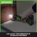 Greenworks 24V Multifunktionswerkzeug G24MT (Li-Ion 24V 18000 Schwingungen pro Minute 3° Oszillationsbogen variable Geschwindigkeit werkzeugloser Klingenwechsel LED-Leuchte ohne Akku und Ladegerät)