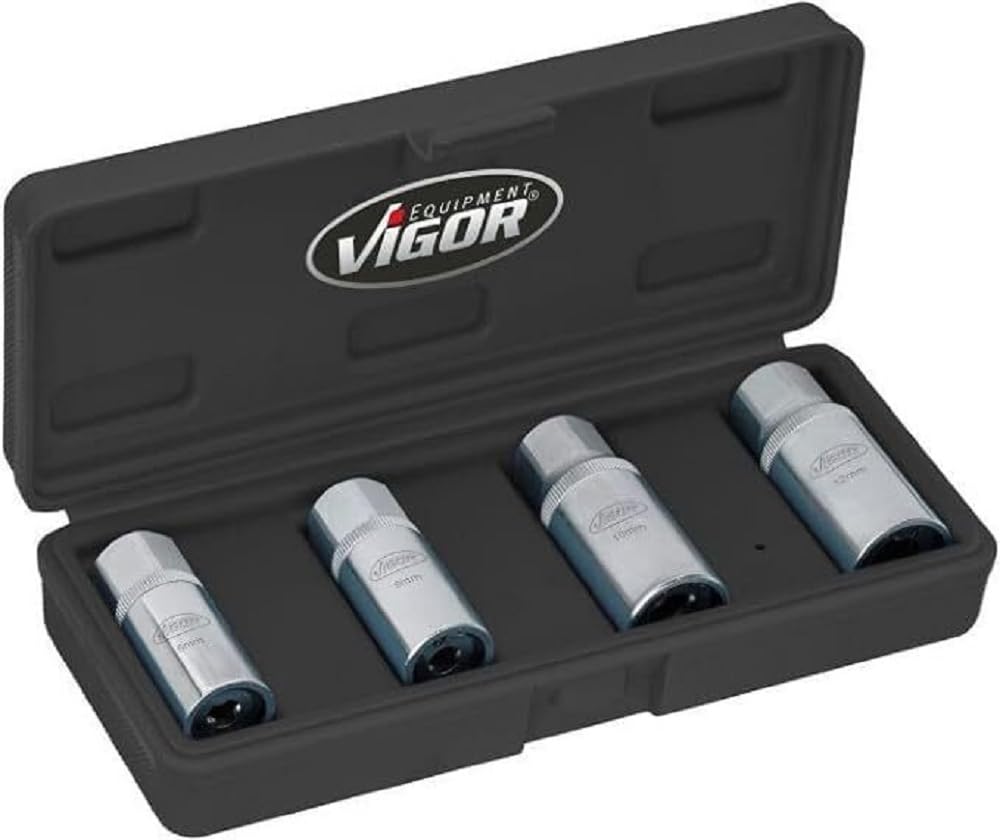 Vigor, Stehbolzenausdreher-Set V6412/4, zur beschädigungsfreien Montage und Demontage von Stehbolzen und Stehbolzenschrauben, einfach, vielseitig, Vierkantantrieb 12, 5 mm, 4 Stück