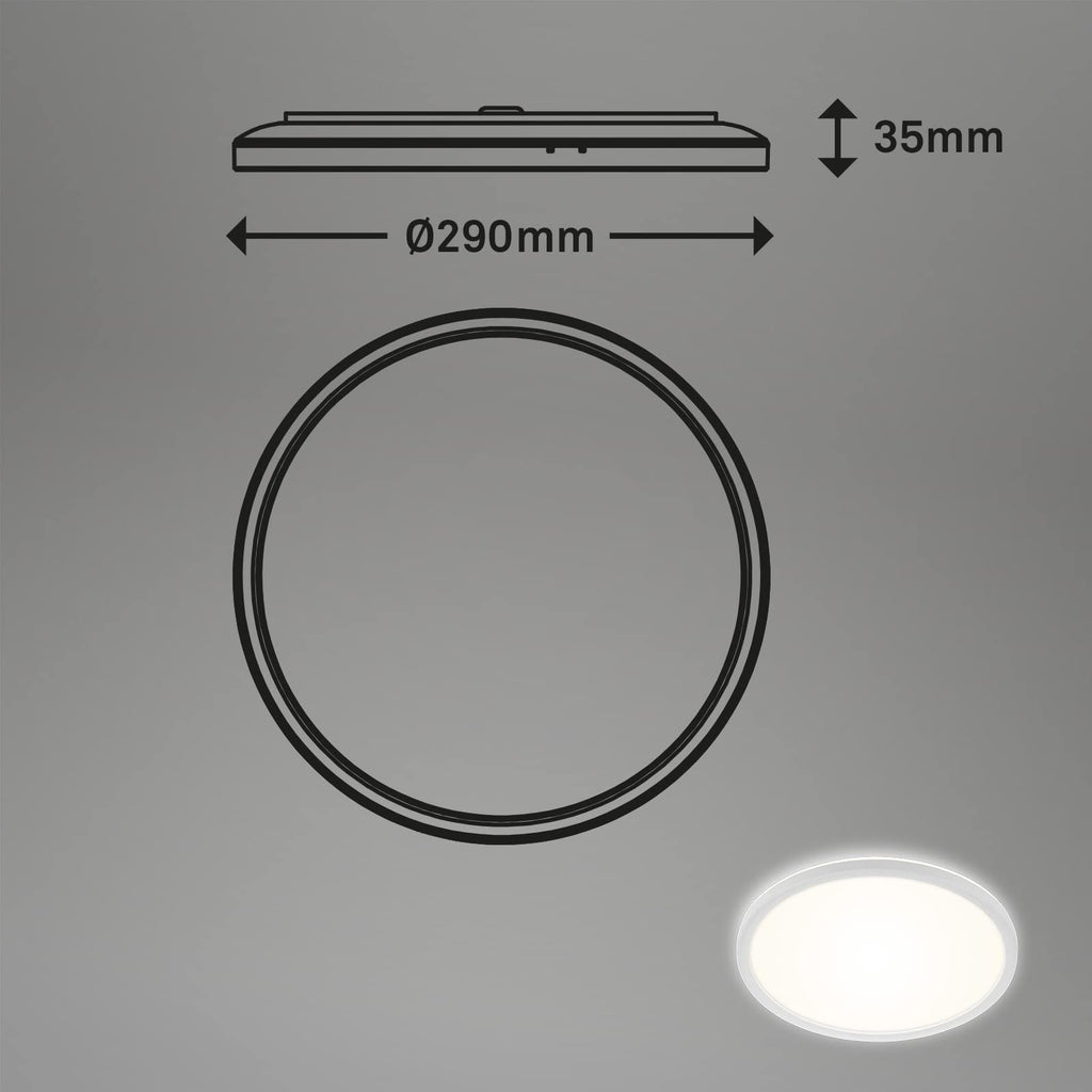 BRILONER - LED Bad Deckenleuchte mit Backlight, IP44 LED Badezimmerlampe, 18 Watt, 2400 Lumen, Lampe, Küchenlampe, Flurlampe, ultraflach, neutralweiße Lichtfarbe, 290x35 mm (DxH), Weiß